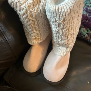 Cozy Cream Knit Women's Boots